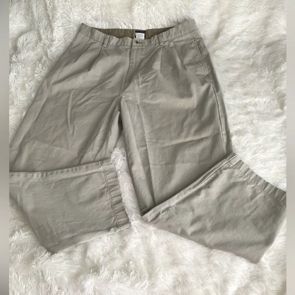 Tommy Hillfiger Vintage Pleated Chinos Casual Cotton Pants Beige Size 38X30